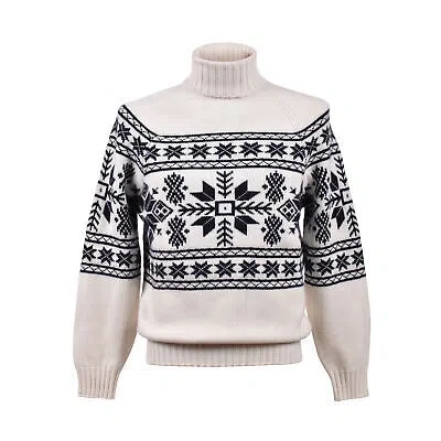 Pre-owned Brunello Cucinelli Men's 100% Cashmere Two Tone Turtleneck Sweater In White