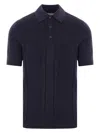 Brunello Cucinelli Knit Polo Shirt In Blue