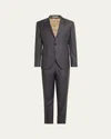 Brunello Cucinelli Men's 150s Wool Pinstripe Suit In C001 Grigio Medio