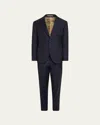 Brunello Cucinelli Men's 150s Wool Pinstripe Suit In C003 Navy