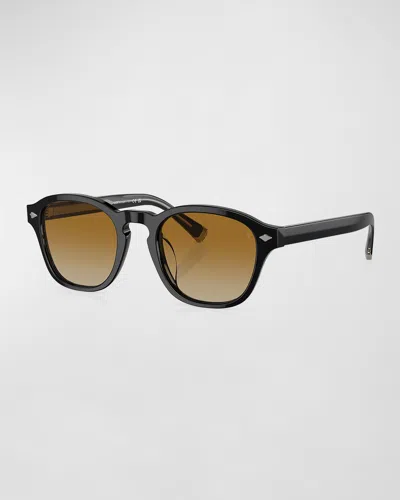 Brunello Cucinelli Men's Acetate Square Sunglasses In Black