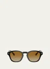 Brunello Cucinelli Men's Acetate Square Sunglasses In Black