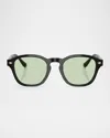Brunello Cucinelli Men's Acetate Square Sunglasses In Black Blue