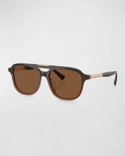 Brunello Cucinelli Men's Acetate Square Sunglasses In Polar Brown