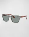 Brunello Cucinelli Men's Acetate Square Sunglasses In Striped Grey