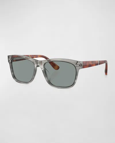 Brunello Cucinelli Men's Acetate Square Sunglasses In Gray