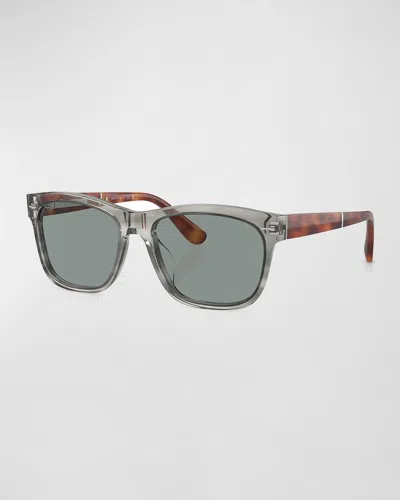 Brunello Cucinelli Men's Acetate Square Sunglasses In Striped Grey
