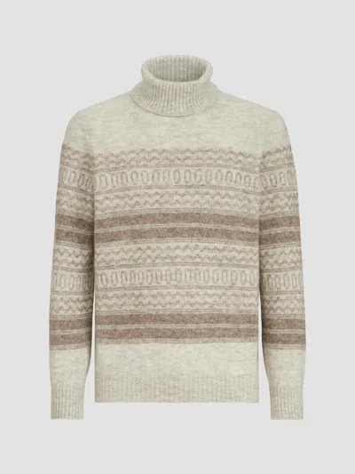 Brunello Cucinelli Alpaca Cashmere And Wool Nordic Jacquard Turtleneck Jumper In Multi
