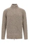 Brunello Cucinelli Alpaca Wool Cardigan With Ribbed Cuffs In Gray