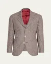 Brunello Cucinelli Men's Alpaca Wool Houndstooth Sport Coat In Brown