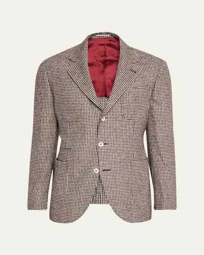 Brunello Cucinelli Men's Alpaca Wool Houndstooth Sport Coat In Brown