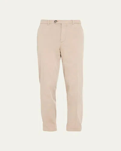 Brunello Cucinelli Tapered Garment-dyed Stretch-cotton Trousers In Neutrals