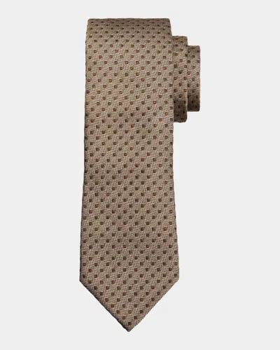 Brunello Cucinelli Men & Apos;s Micro Dot Silk Tie In C9843 Sand