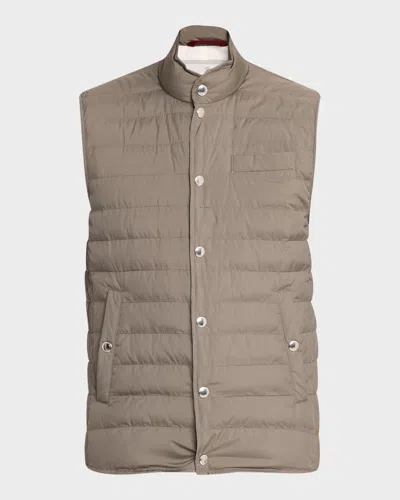 Brunello Cucinelli Men's Quilted Snap-front Quilted Vest In Neutral