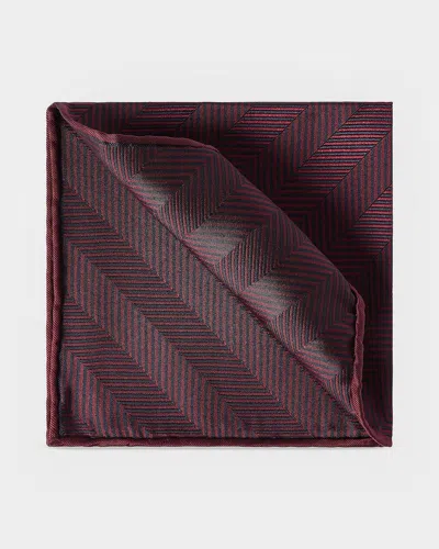 Brunello Cucinelli Silk Chevron Jacquard Pocket Square In Transparent