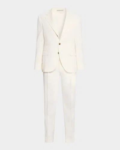 Brunello Cucinelli Men & Apos;s Solid Wool Tailored Two-piece Suit In White