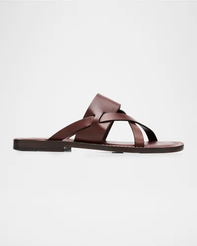 Brunello Cucinelli Men & Apos;s Strappy Leather Sandals In Brown