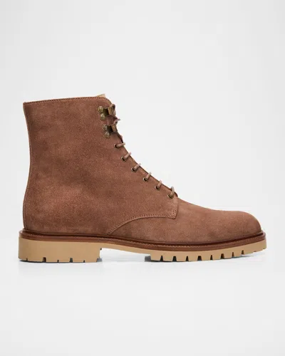 Brunello Cucinelli Lace-up Suede Ankle Boots In Multi