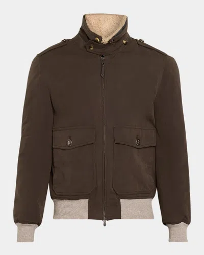 Brunello Cucinelli Men & Apos;s Water-resistant Shearling-lined Bomber Jacket In Brown