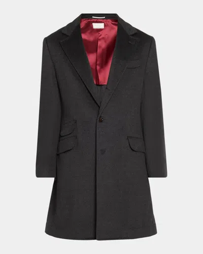 Brunello Cucinelli Men & Apos;s Wool Single-breasted Overcoat In Black