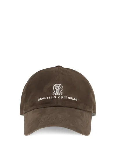 Brunello Cucinelli Men Baseball Cap In Brown