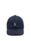 Brunello Cucinelli Men Baseball Cap With Embroidery In Blue