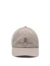 Brunello Cucinelli Men Baseball Cap With Embroidery In Neutral