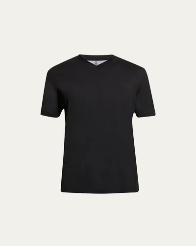 Brunello Cucinelli Men's Basic-fit V-neck T-shirt In Black