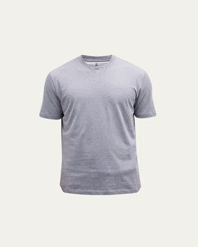 Brunello Cucinelli Men's Basic-fit V-neck T-shirt In Medium Grey