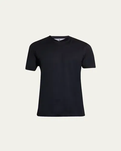 Brunello Cucinelli Men's Basic-fit V-neck T-shirt In Navy
