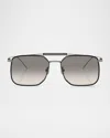 Brunello Cucinelli Men's Bc2005st Square Sunglasses In Gunmetal