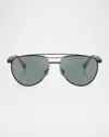 Brunello Cucinelli Men's Bc2007st Aviator Sunglasses In Blue Mirror