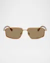 Brunello Cucinelli Titanium Rectangle Jarama Sunglasses In Gold