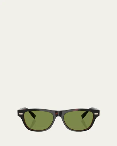 Brunello Cucinelli Men's Bc3005s Rectangular Sunglasses In Blue