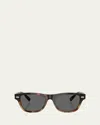 Brunello Cucinelli Men's Bc3005s Rectangular Sunglasses In Black