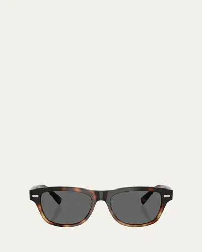 Brunello Cucinelli Men's Bc3005s Rectangular Sunglasses In Black