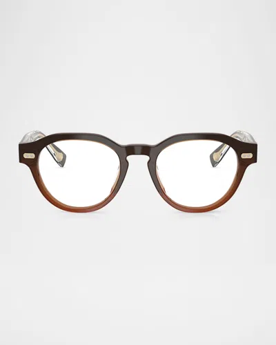 Brunello Cucinelli Men's Bc3007 Round Optical Frames In Blue