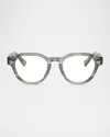 Brunello Cucinelli Men's Bc3007 Round Optical Frames In Striped Grey