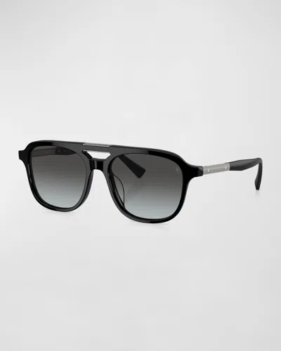 Brunello Cucinelli Men's Bc4001s Acetate Square Sunglasses In Night