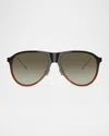 Brunello Cucinelli Pilot-frame Sunglasses In Green Havana