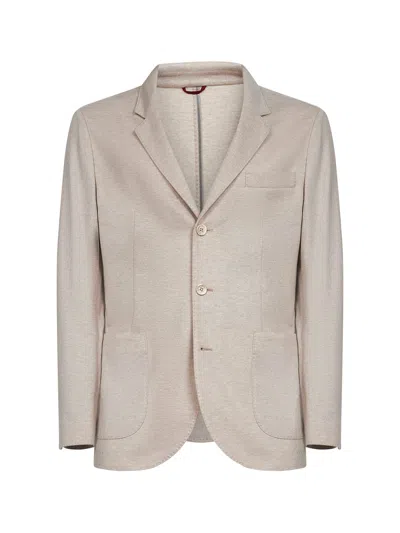 Brunello Cucinelli Men Beige Cashmere Jersey Blazer In Neutral