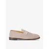 Brunello Cucinelli Woven Suede Penny Loafers In Beige