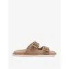 Brunello Cucinelli Men's Beige Suede Leather Sandals With Decorative Buckle Detail In Beige Comb