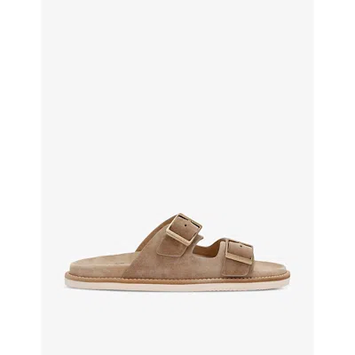 BRUNELLO CUCINELLI MENS BEIGE COMB TWO-STRAP SUEDE SANDALS EUR 41 / 7 UK