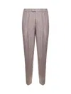 Brunello Cucinelli Men Beige Pinstripe Canvas Leisure Fit Trousers In Brown