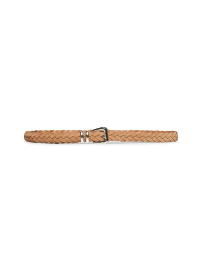 Brunello Cucinelli Men Beige Woven Reversed Calfskin Belt