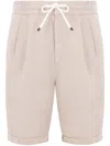 Brunello Cucinelli Relaxed-fit Linen Shorts With Adjustable Drawstring Waist In Neutral