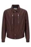 Brunello Cucinelli Biker Nappa Texture Puffer Jackets Bordeaux In Brown