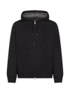 Brunello Cucinelli Men Black Double Fleece Zip-up Hoodie In Black