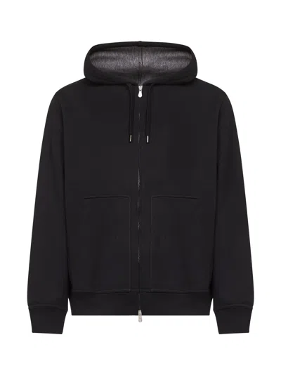 BRUNELLO CUCINELLI BRUNELLO CUCINELLI MEN BLACK DOUBLE FLEECE ZIP-UP HOODIE